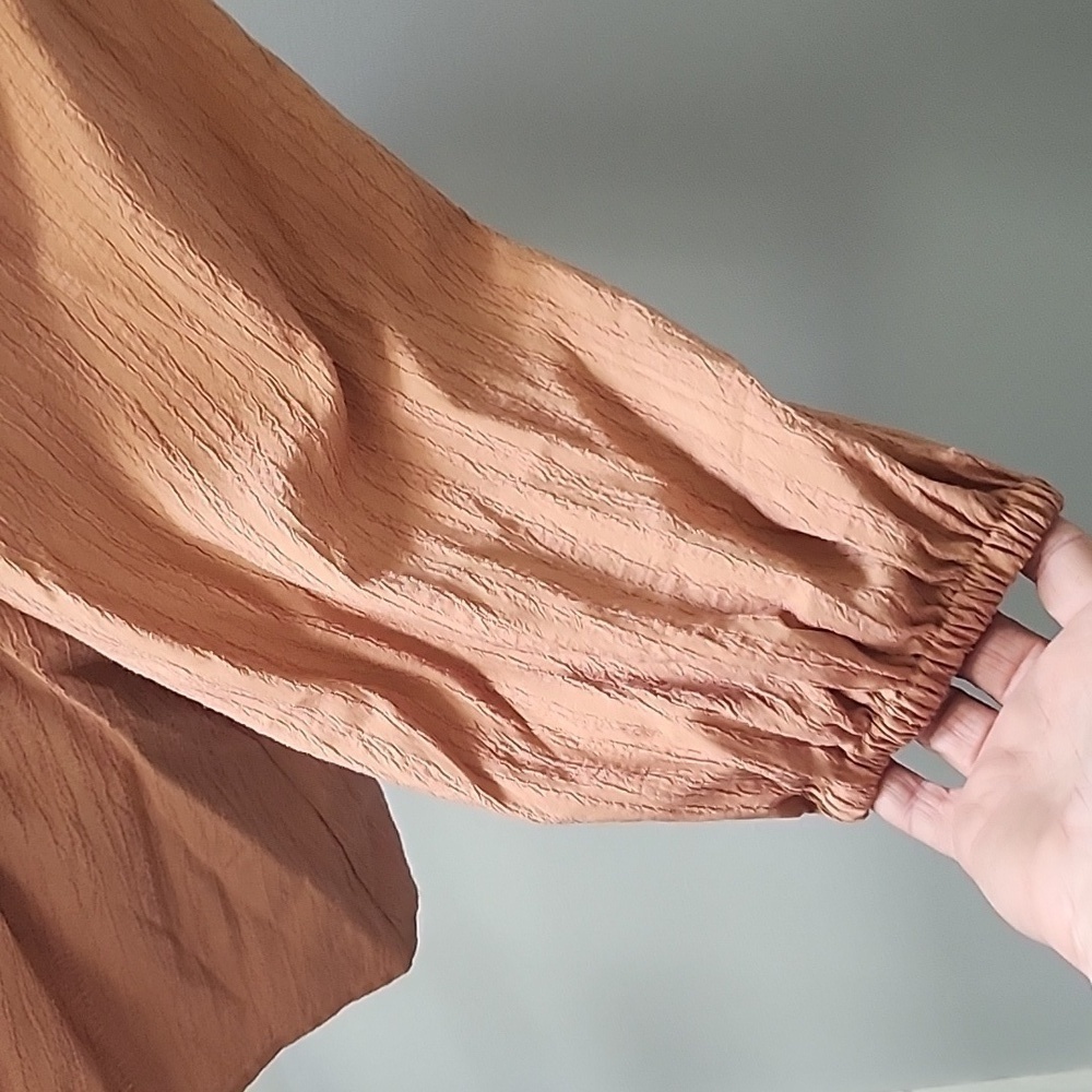 Cato peachy brown textured swing blouse with longer sleeves and button b… - Picture 9 of 14